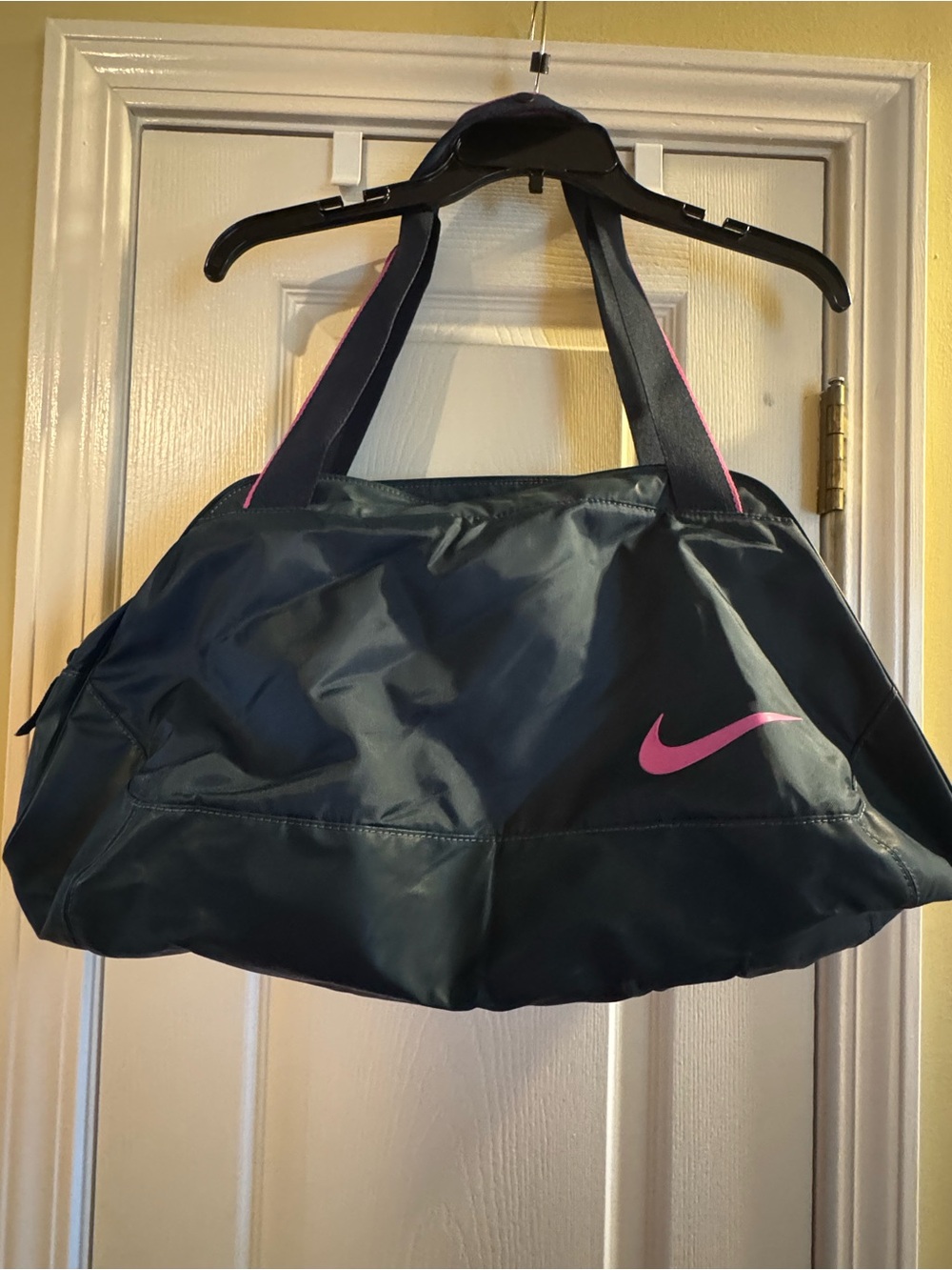 Nike Navy Sports Duffel with Pink Swoosh